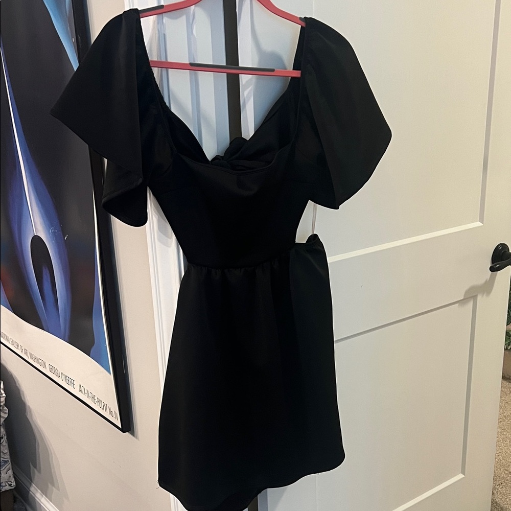 Altar'd State Black Puff Sleeve Mini Dress